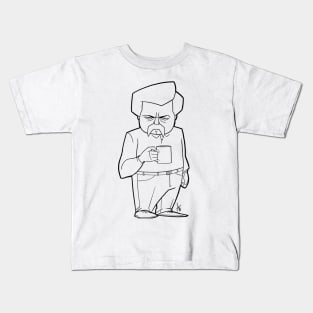 Ron Swanson Parks and Rec Outlined Kids T-Shirt